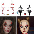 Halloween Clown Face Gems Jewels Day of the Dead Rhinestone Face Jewels Temporary Skull Tattoos for Women Halloween Makeup Costume