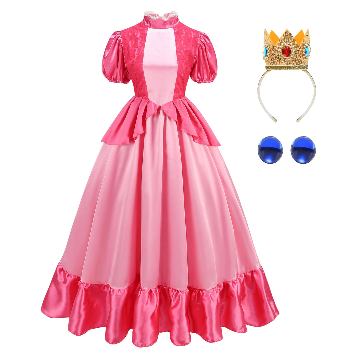ZALOORIY Princess Costume Adults Princess Dress for Women Halloween Dress Up Outfit (Peach M)