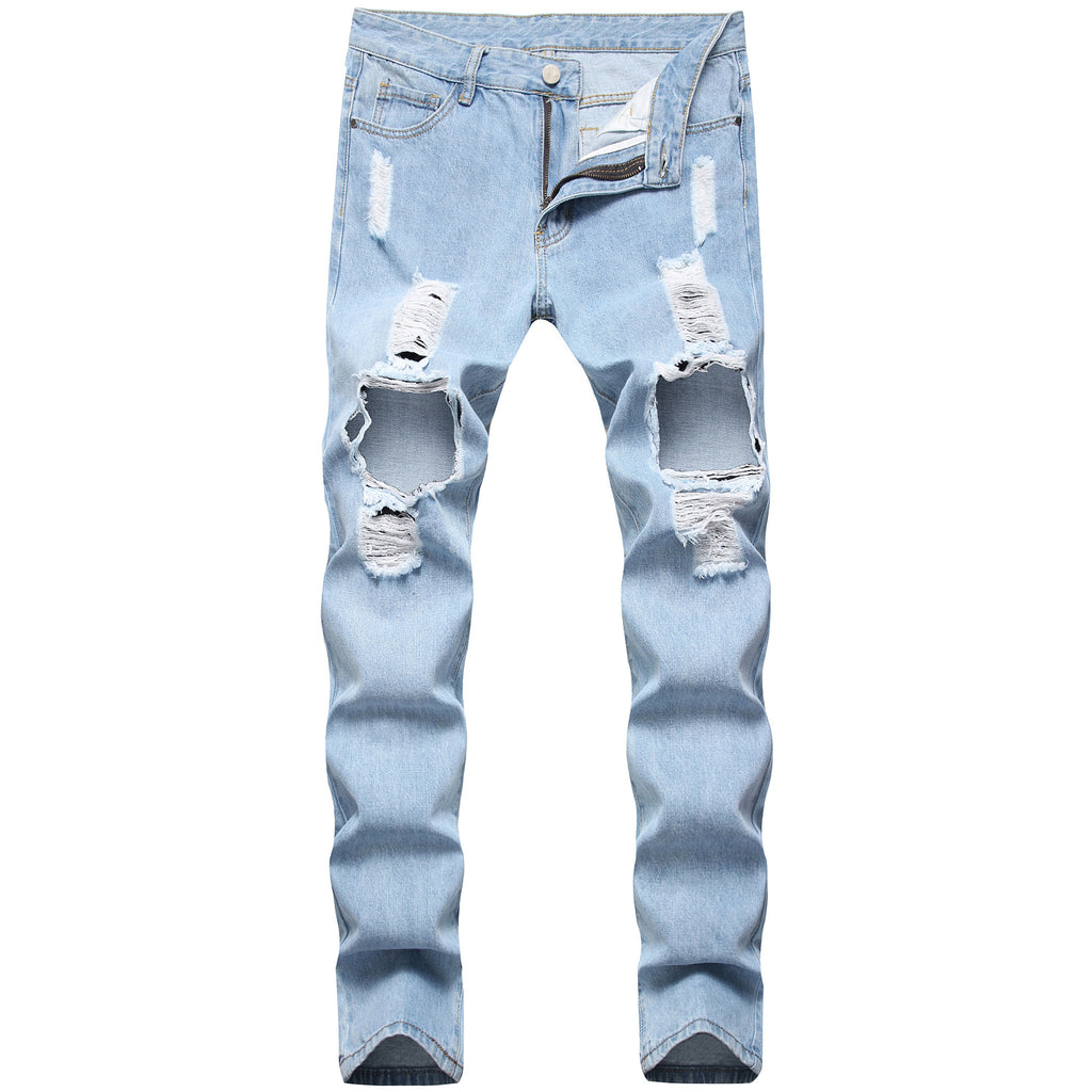 Light Blue Ripped Jeans for Men