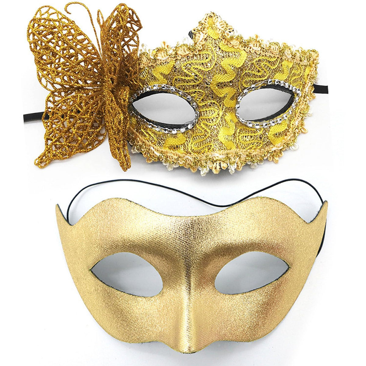 MYMENU Masquerade Mask for Women Men Venetian Mask Couple Halloween Mask for Costume Party Prom (Gold)
