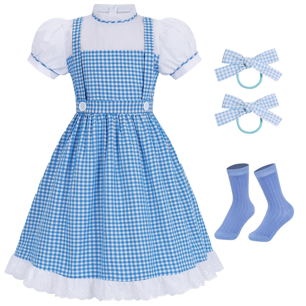 QUJQOM Adult Blue Dress for Dorothy Costume Women Dorothy Dress for Role Cosplay Birthday Party Halloween QM052L