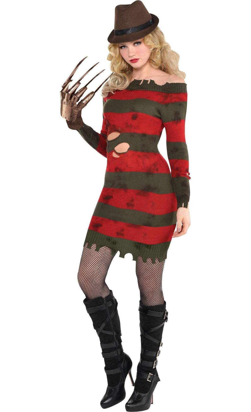 Party City Miss Krueger Costume for Women A Nightmare on Elm Street - Costume Includes Dress Hat & Glove - Costumes for Halloween Birthday Parties & Themed Events