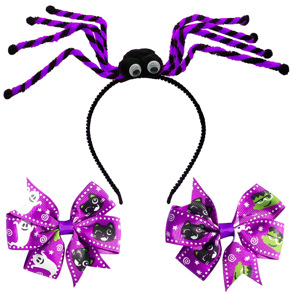 Halloween Headband Cute Spider Hair Hoop Halloween Spider Hair Accessories for Women Girls Cosplay Makeup Costume Decoration Party Photo Props Purple