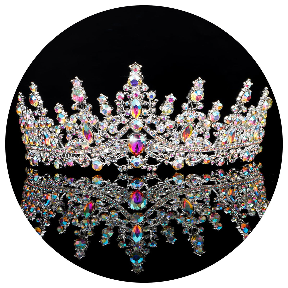 TOBATOBA AB Silver Tiaras and Crowns for Women Crystal Wedding Tiara for Bride Rhinestone Princess Tiara Queen Crown Halloween Costume Women Headpieces for Birthday Valentine Halloween Prom Pageant