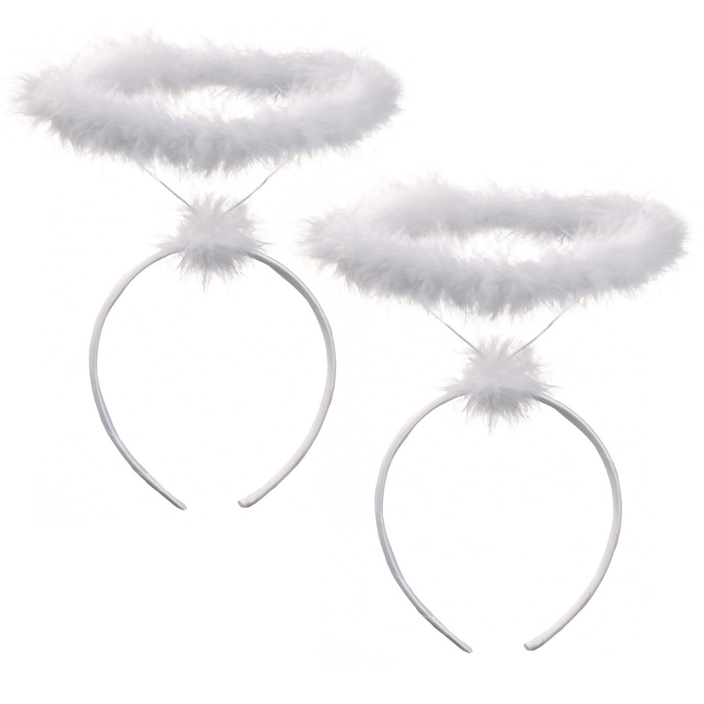 Funcredible White Angel Halo Headbands - Halloween Headbands - Feathered Angel Halos - Angel Costume Accessories - Angel Costume for Women Men and Kids
