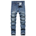 LZLER Men Jeans Slim Fit Casual Straight Leg Denim Pants(964-1-38Grey Blue)
