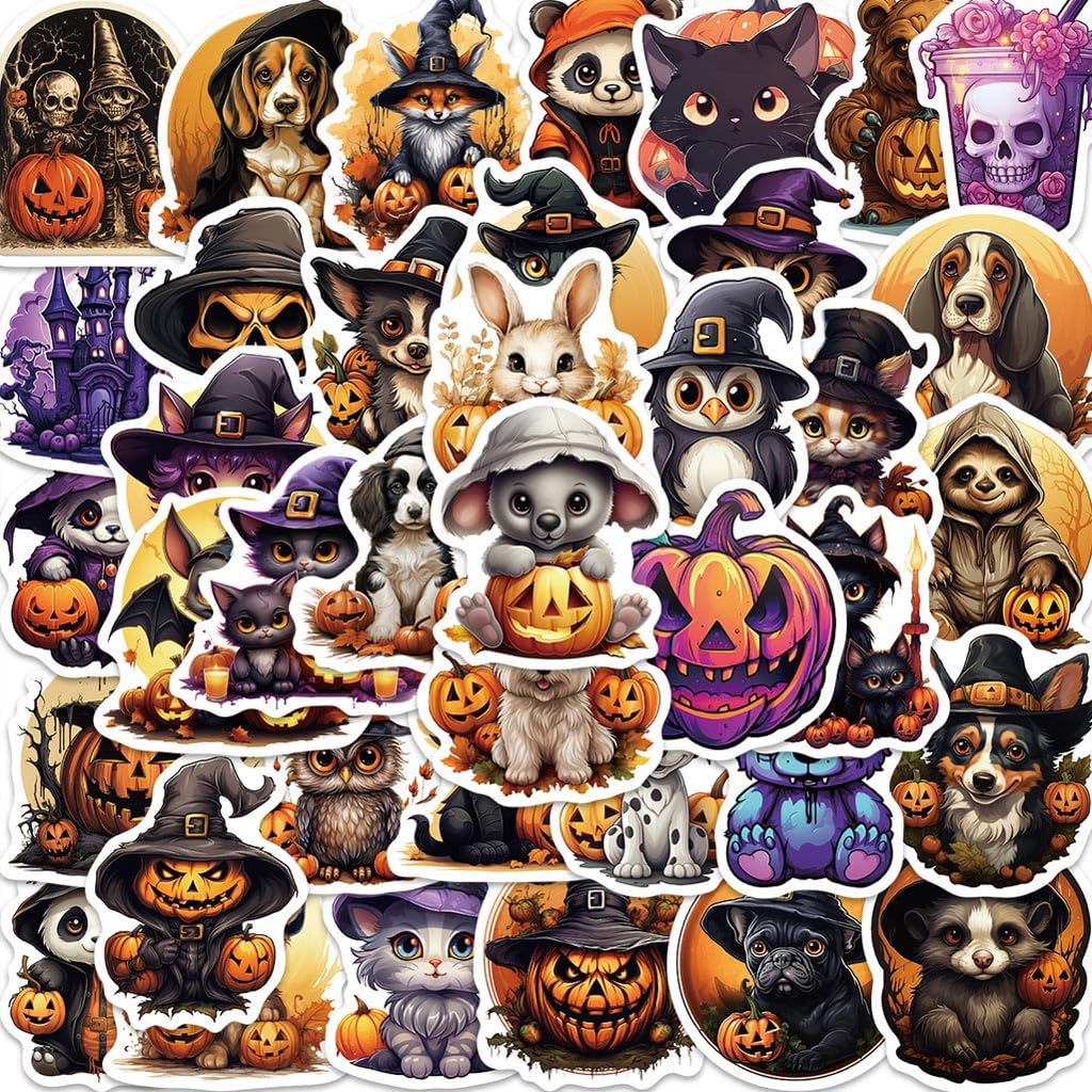 Sunnine Halloween Stickers for Kids 100 Pack Cute Halloween Stickers for Water Bottles Waterproof Vinyl Halloween Decor Indoor Residue-Free Stickers