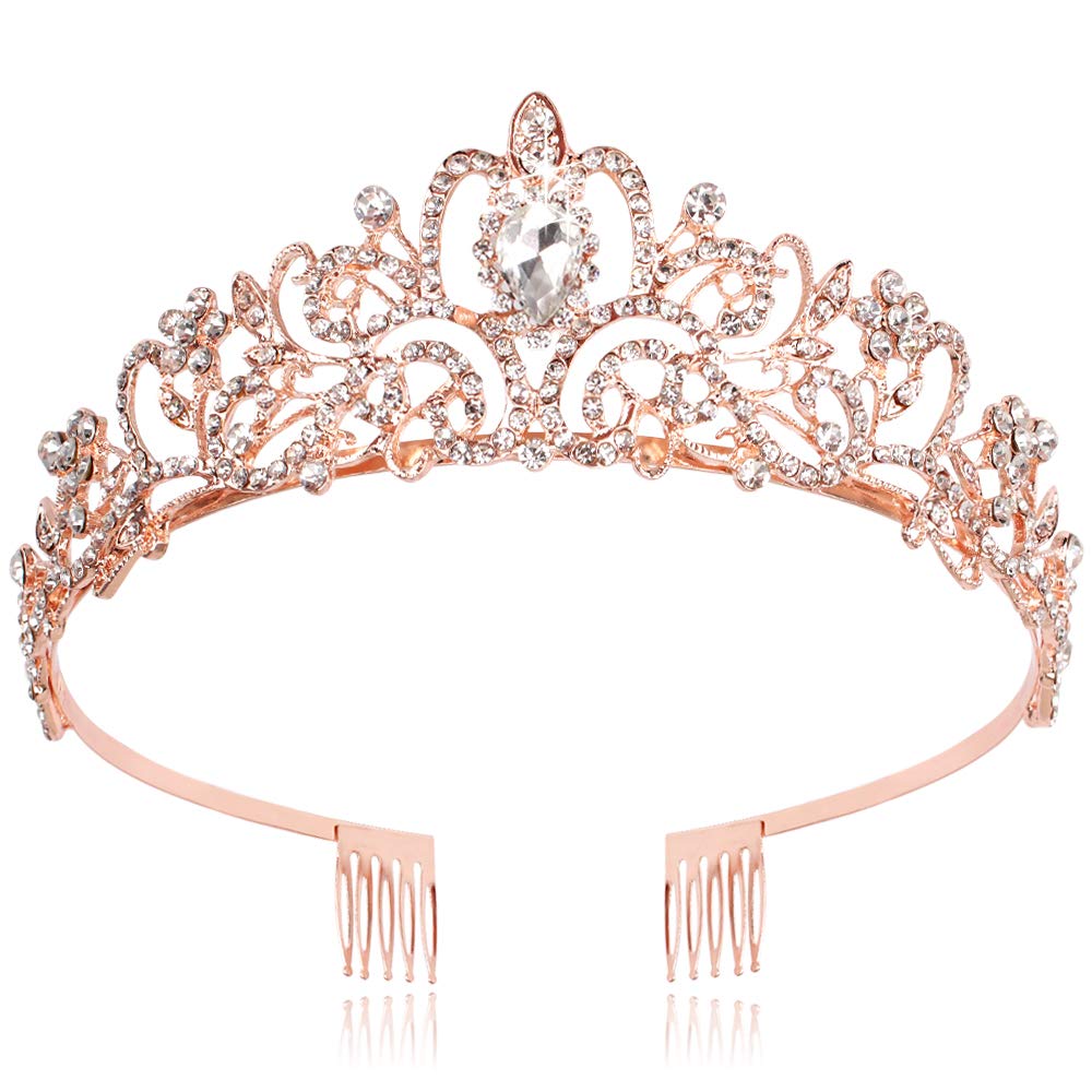 Chanaco Crowns for Women Princess Crown Rose Gold Tiara Headband Tiaras for Women Aurora Crown for Halloween Costume Birthday Wedding