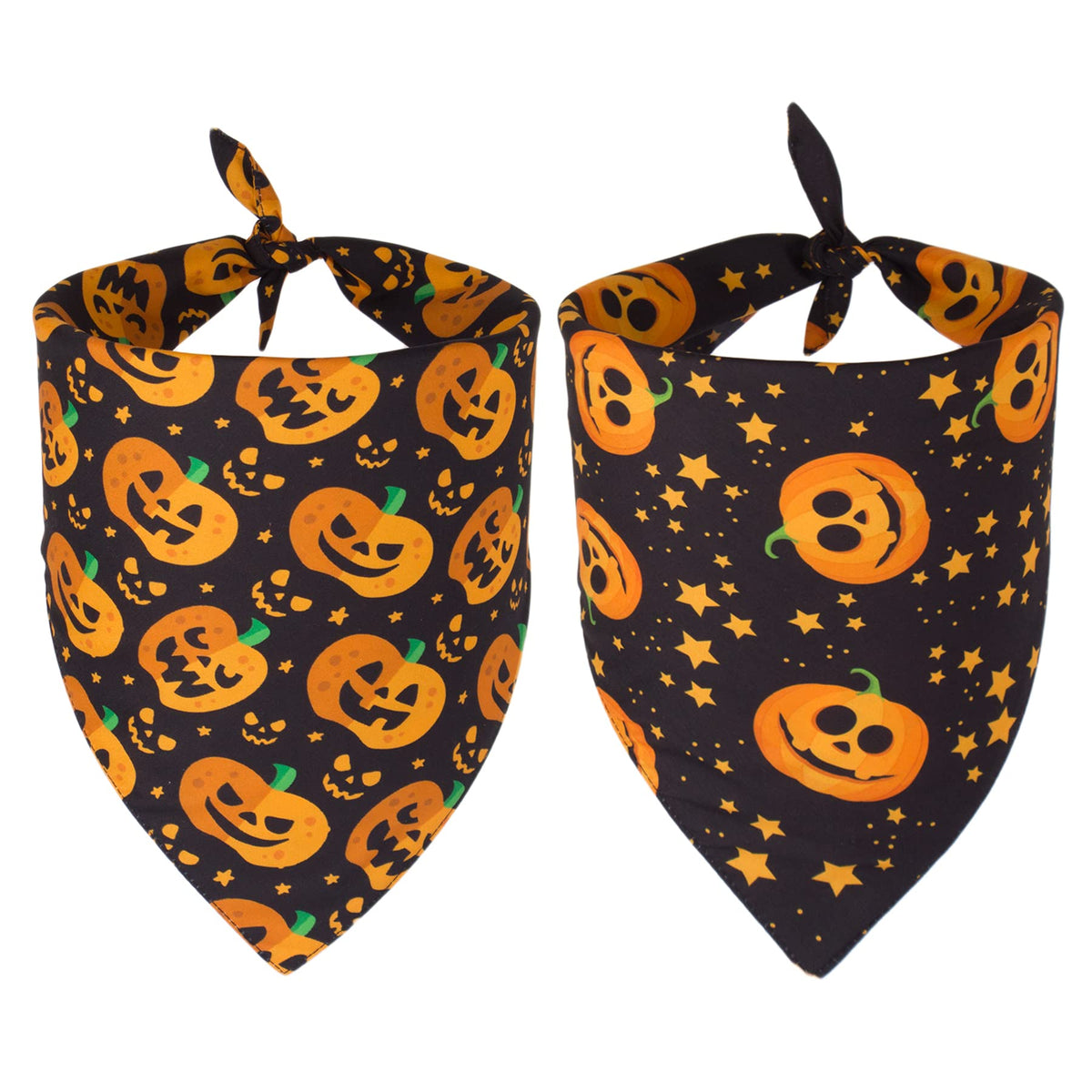 PTDECOR 2 Pack Halloween Dog Bandanas Dog Halloween Bandanas Reversible Triangle Halloween Dog Scarf for Small Medium Large Dogs Pets (Black)