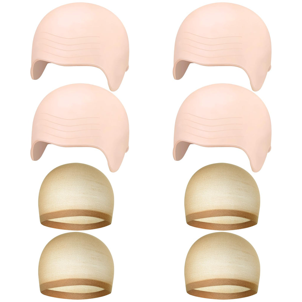 Bouiexye 4 PCS Bald Cap Halloween Makeup Latex Think Bald Caps for adults Women Men Bald Head Wig Cap Bald Hat Costume Accessory for Halloween Theme Party Cosplay