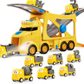 VROOMIX 3-Layer Extra Large Construction Truck Toys for Boy Girls 7-in-1 Big Transport Vehicle Carrier Truck with Directional Tracks Siren & Lights 6 Cars Chrismas Birthday Gifts for 3+ Years Old