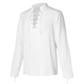 Spooktacular Creations Halloween Renaissance Costume Men Medieval Pirate Shirt White Linen Shirts for Men Lace-up Viking Top for Dress-Up Themed Party (Large)