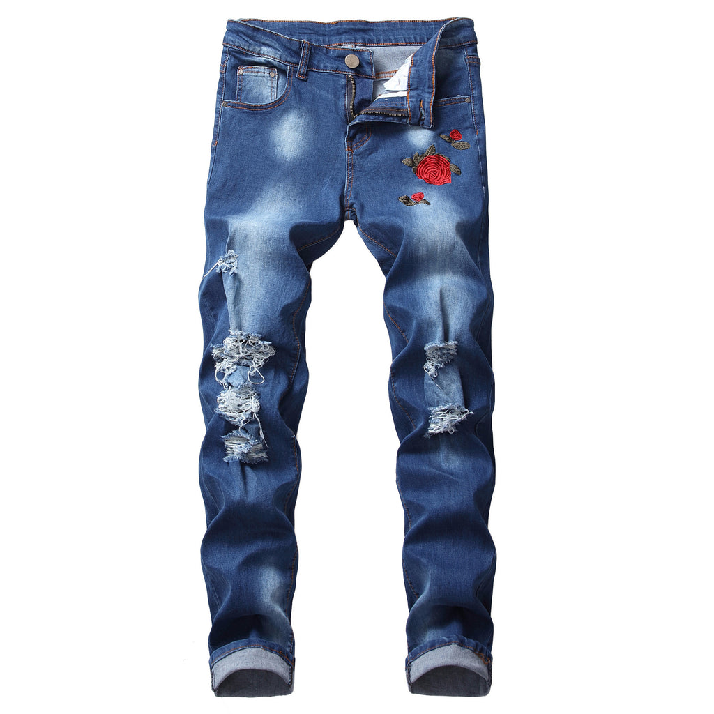 Embroidered Stretch Jeans for Men