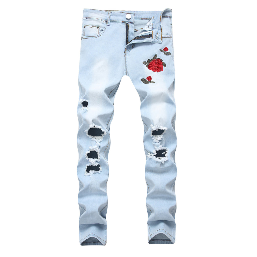 Embroidered Stretch Jeans for Men