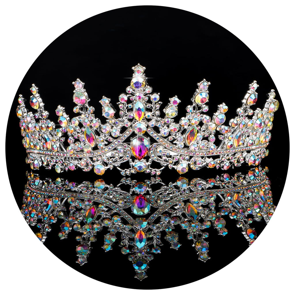 TOBATOBA AB Silver Tiaras and Crowns for Women Crystal Wedding Tiara for Bride Rhinestone Princess Tiara Queen Crown Halloween Costume Women Headpieces for Birthday Valentine Halloween Prom Pageant