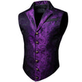 Barry.Wang Dark Purple Paisley Victorian Vest Loki Men Costume Waistcoat Steampunk Gothic Vest for Halloween Cosplay