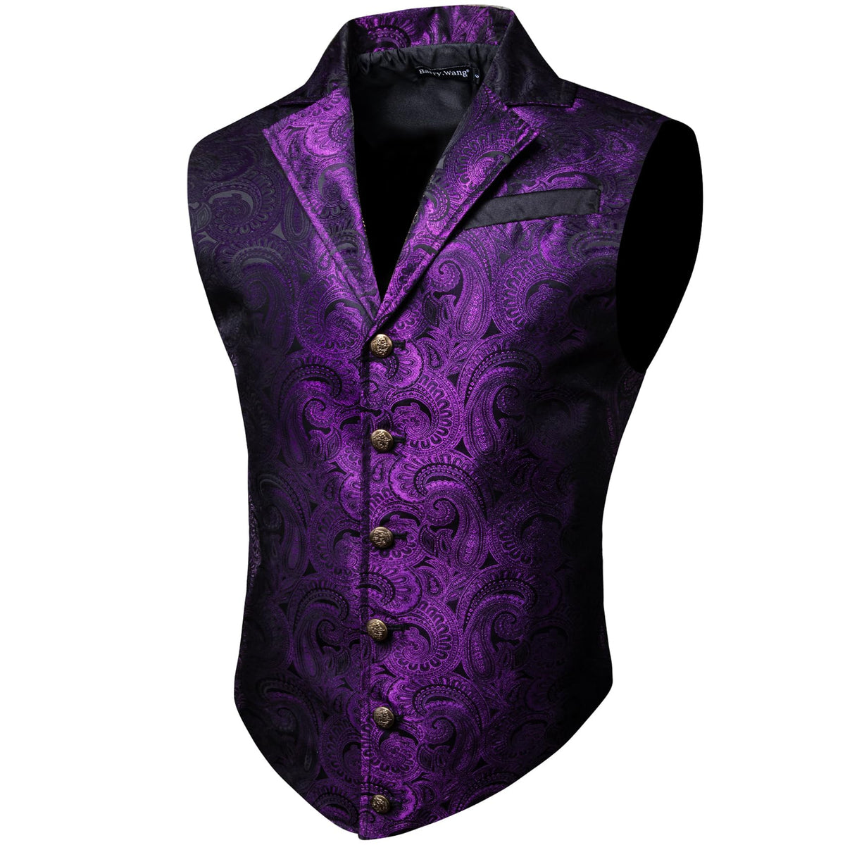 Barry.Wang Dark Purple Paisley Victorian Vest Loki Men Costume Waistcoat Steampunk Gothic Vest for Halloween Cosplay