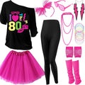 GDXINYES 80s Outfits for WomenThe 80s Costume Accessories for Women1980s Costume T-Shirt Leggings 22 Pcs 80s Party Halloween outfit for Women (Black Leggings L)